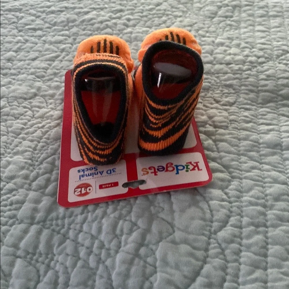 Kidgets Tiger Baby Socks in Orange and Black